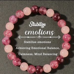 Strawberry Pink Quartz And Garnet Healing Beaded Bracelet Emotions Boho Jewelry